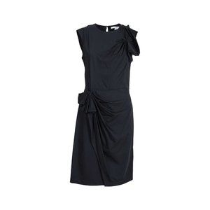 Diane von Furstenberg Agata Sleeveless Ruffle Dress  black draped bows crew neck